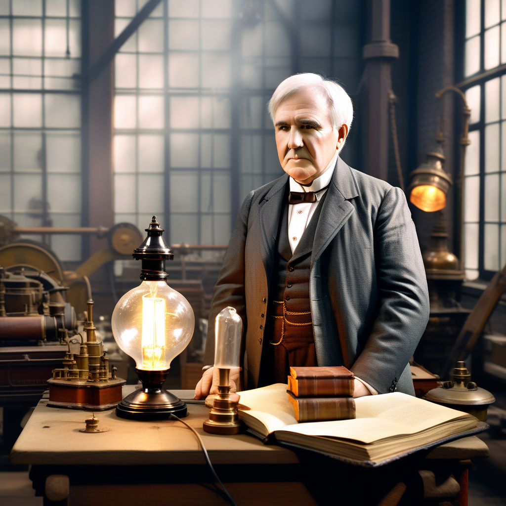 Thomas Edison wallpaper realistic invention by Stéphane Calvo - Playground