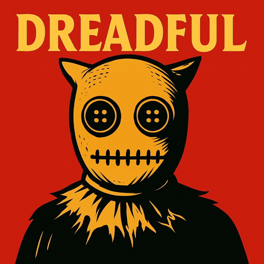 Eerie Dreadful Figure with Yellow Mask and Horror Theme Spotify Album Cover