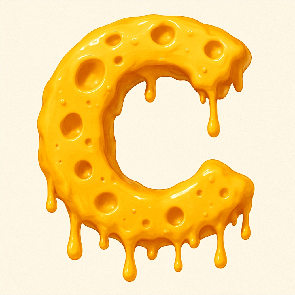 Melted Cheese Letter C Monogram Illustration for Fun Design
