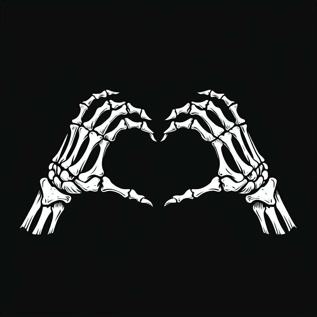 Intricate Skeletal Hands Forming Heart Illustration T-shirt 