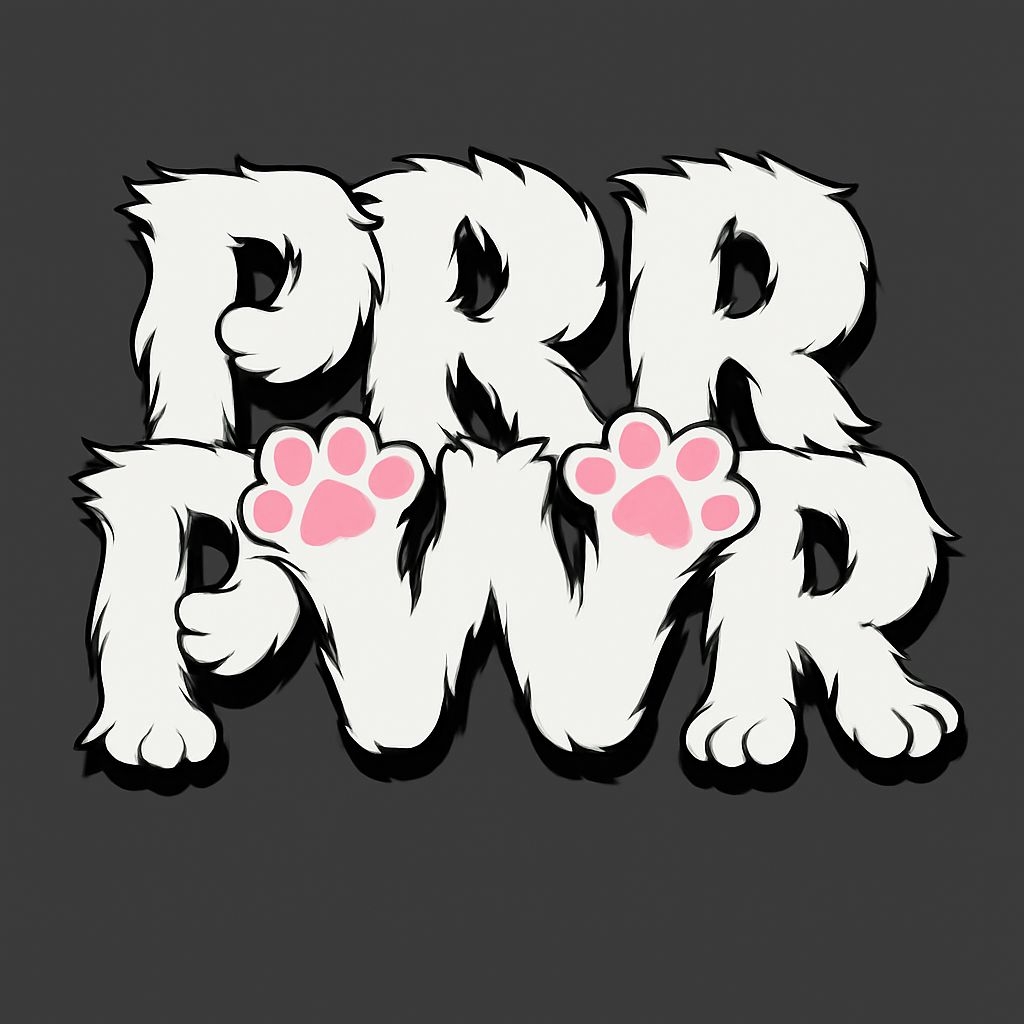 Playful 'PRR PWR' Cartoon Fur Design T-Shirt