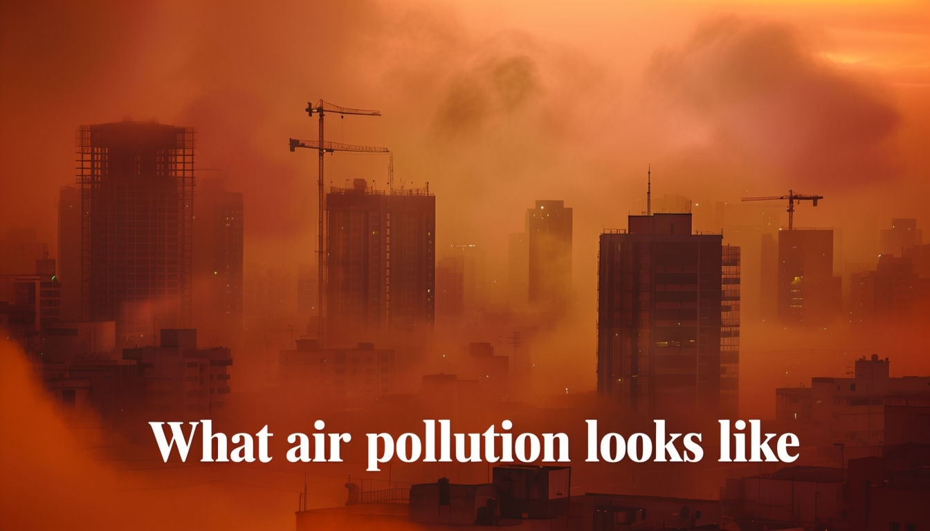Dystopian Cityscape Depicting Extreme Air Pollution Effects Social Media Post