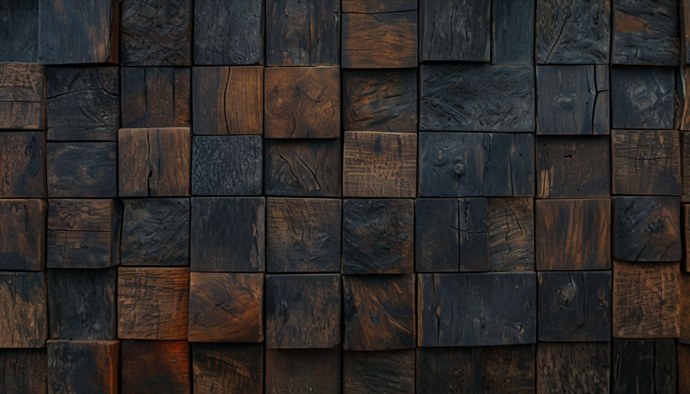 Rustic Close-Up of Interlocking Dark Wooden Tiles Virtual Backgrounds