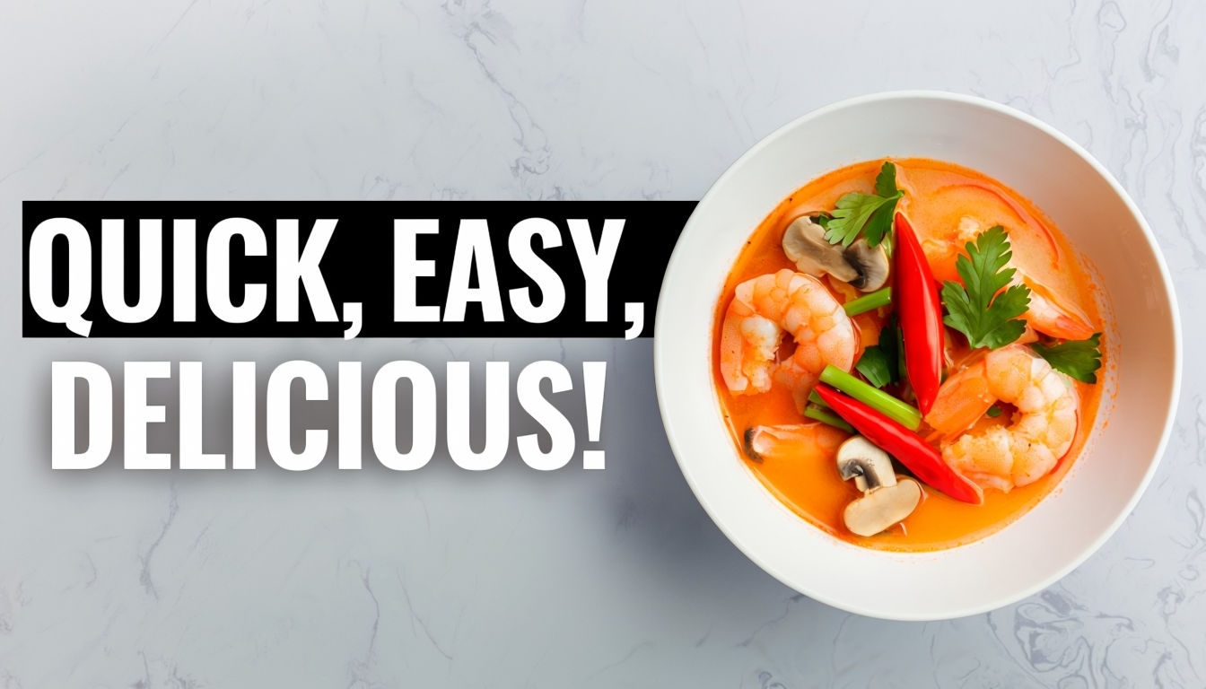 Quick Easy Delicious Thai Tom Yum Soup YouTube Thumbnail Social Media Post