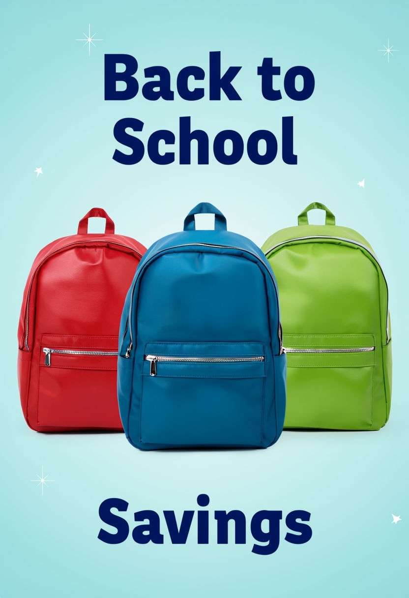 Vibrant Back to School Backpack Promotion with Savings Social Media Post