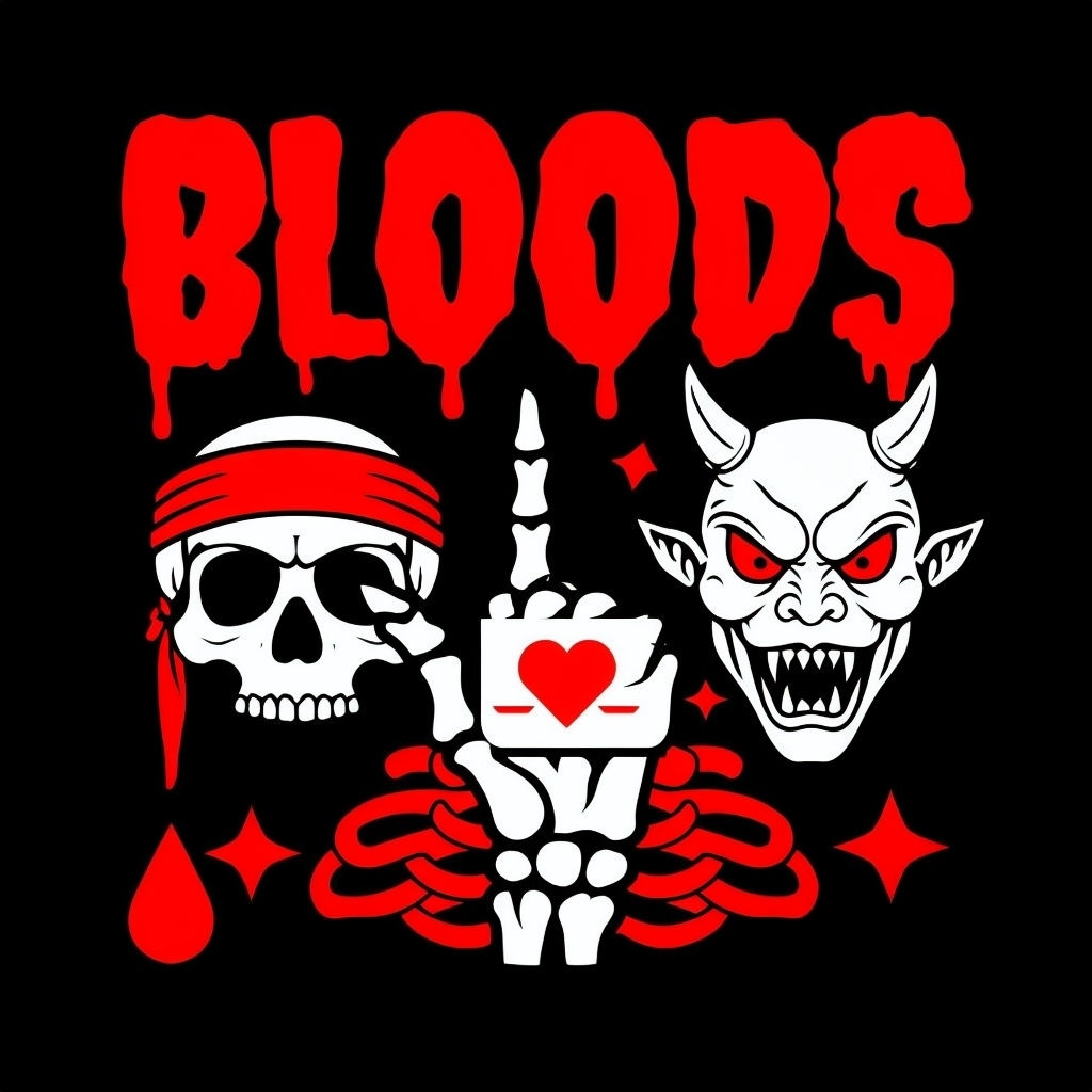 Bold Red Bloods Graphic with Macabre Themes Sticker