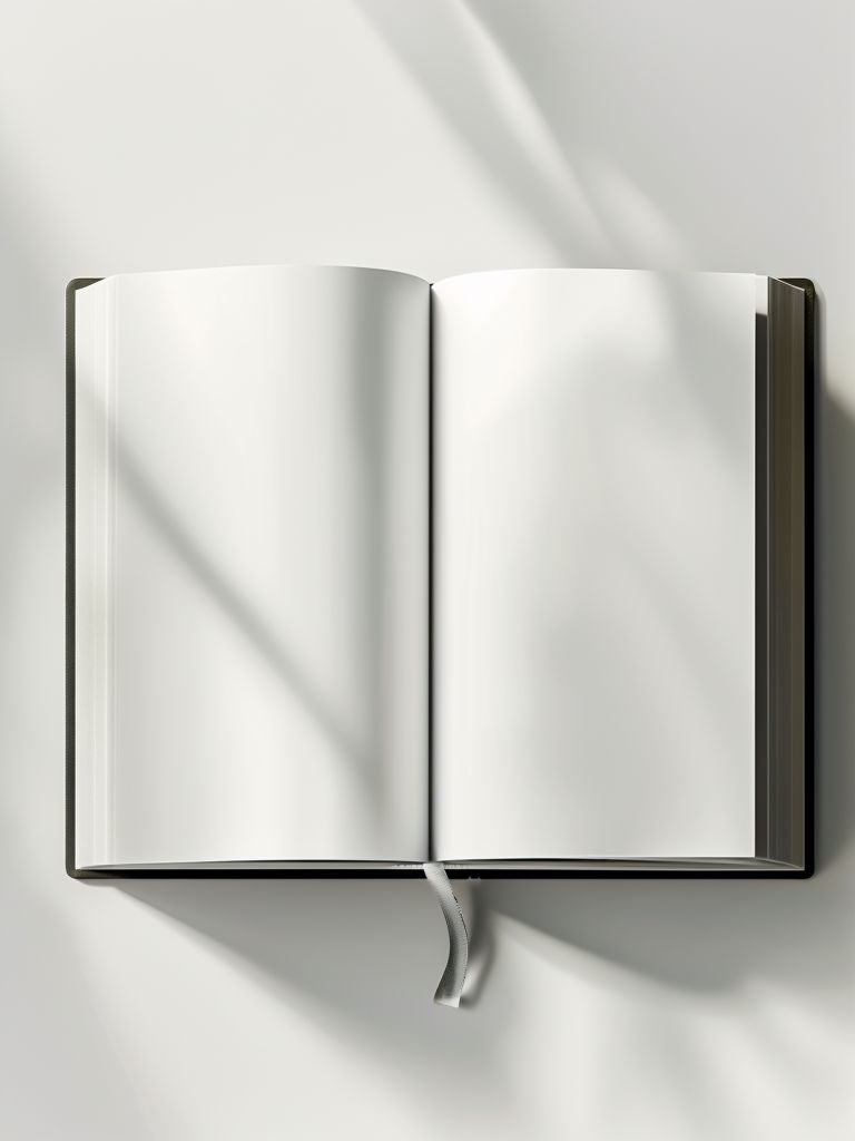 Minimalist Open Blank Book Top-Down View Mockup