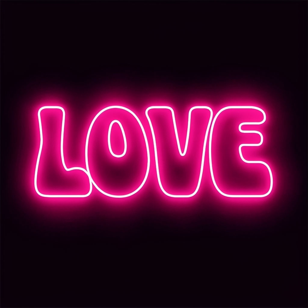 Vibrant Hot Pink Neon Love Outline Illustration Sticker