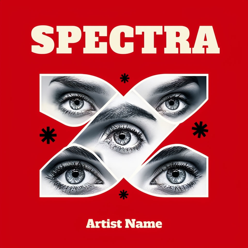 Intense Crimson Eye Collage Album Cover Design for Music Release Spotify Album Cover
