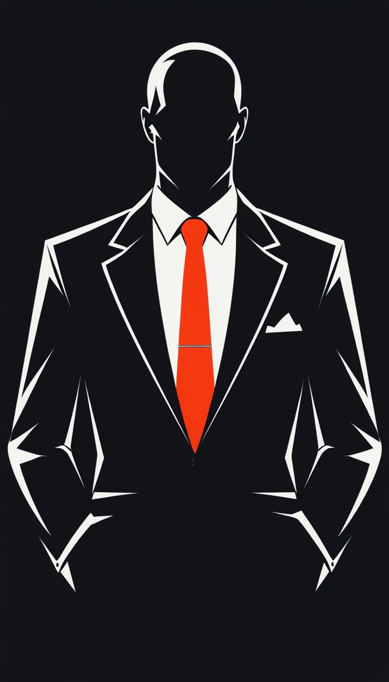 Stylish Minimalist Silhouette of a Man in Formal Attire Mobile Wallpaper