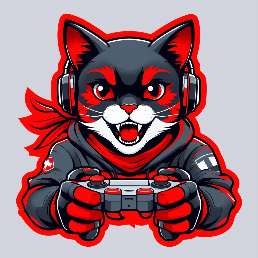 Vibrant Anthropomorphic Cat Character with Headphones Sticker