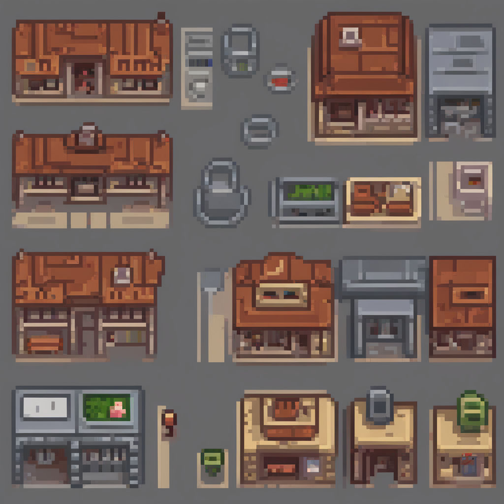 Top-down videogame spritesheet of city hall and shop by Marek Tarnay ...