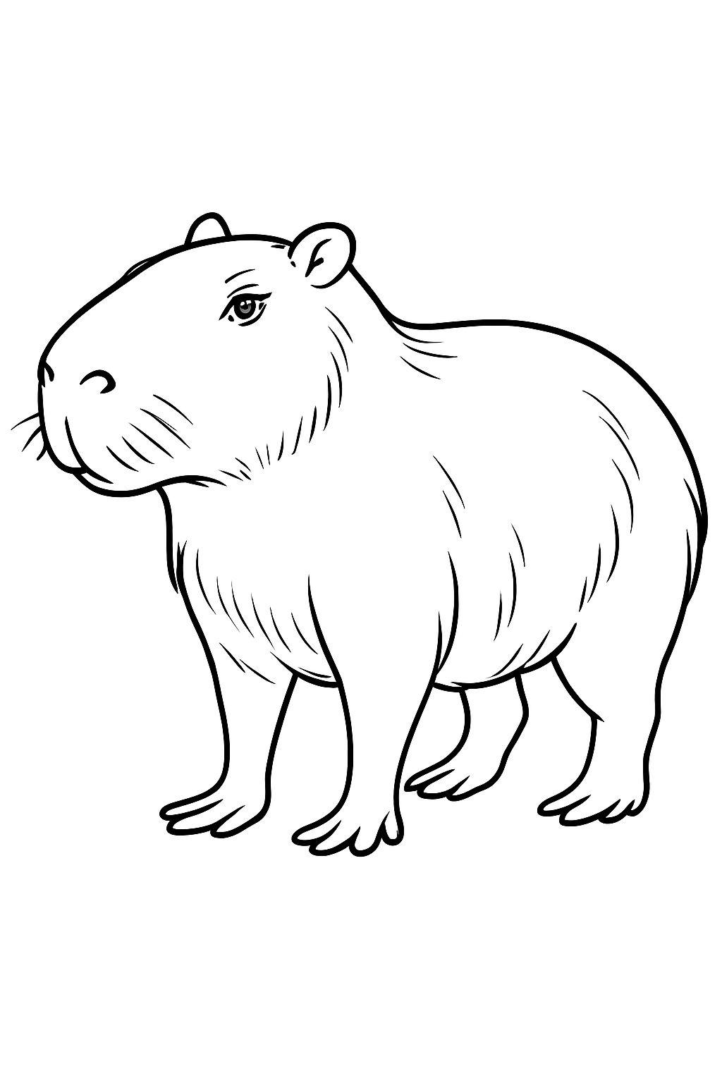 Minimalist Black and White Capybara Line Drawing Coloring Book Page