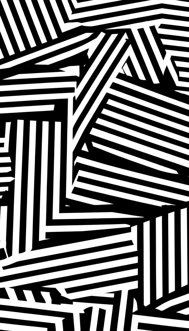 Bold Black and White Abstract Lines Optical Illusion Mobile Wallpaper