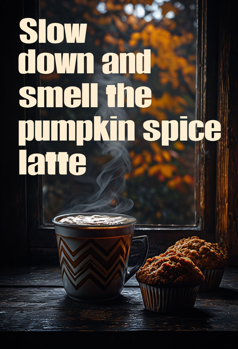 Cozy Pumpkin Spice Latte Still Life Poster with Bold Typography