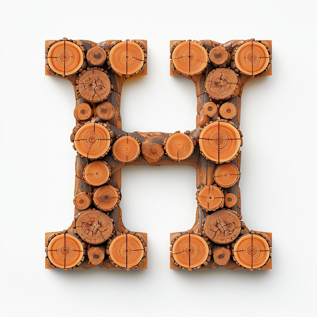 Intricate Rustic Wood Letter H Monogram Design