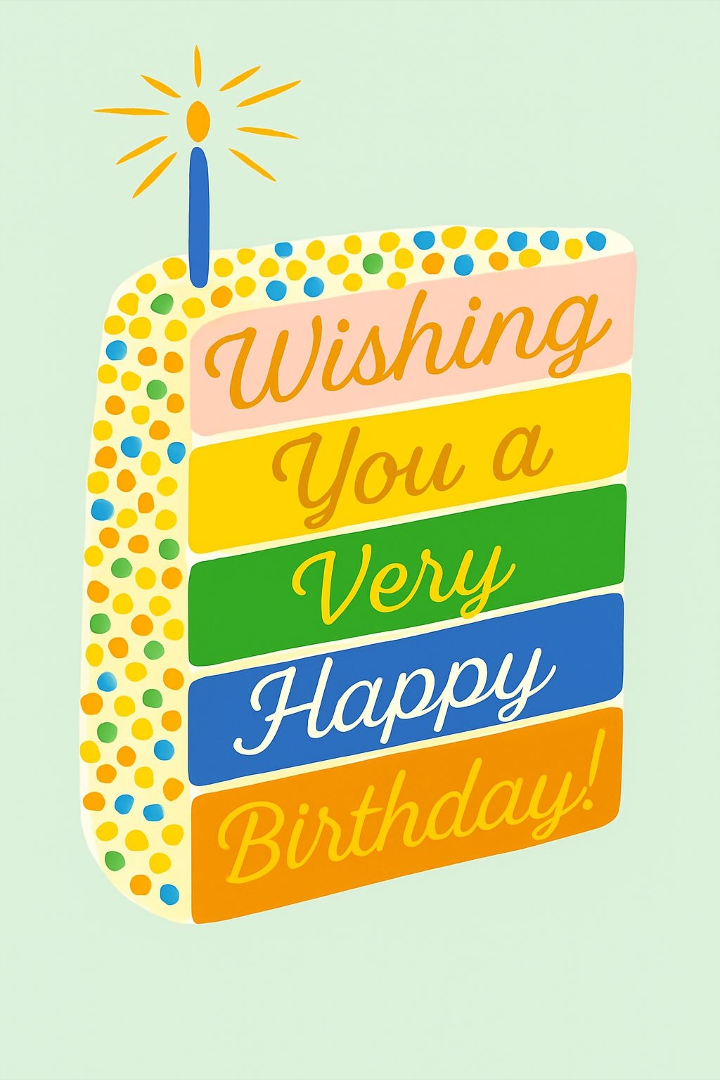 Vibrant Birthday Cake Slice Illustration for Celebration Card