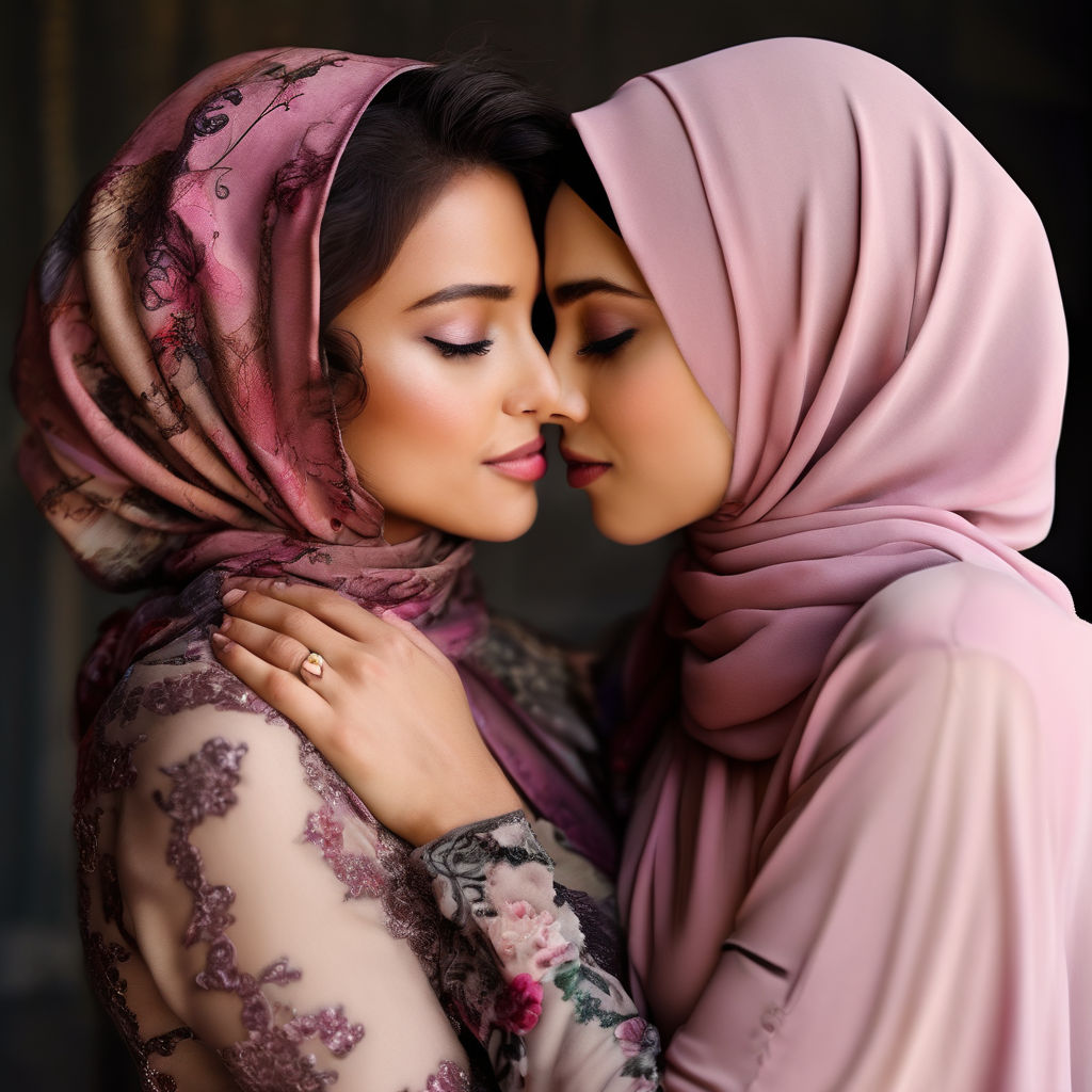 hijab lesbians kissing