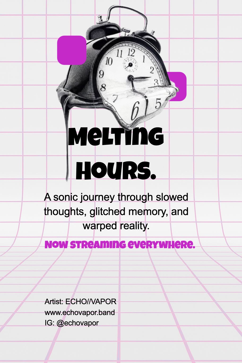 Surreal Melting Hours Glitch Art Promotional Poster Flyer