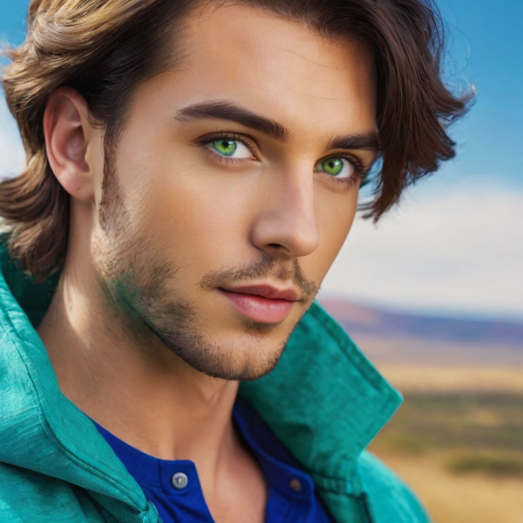 Handsome Brunette Man Green Eyes