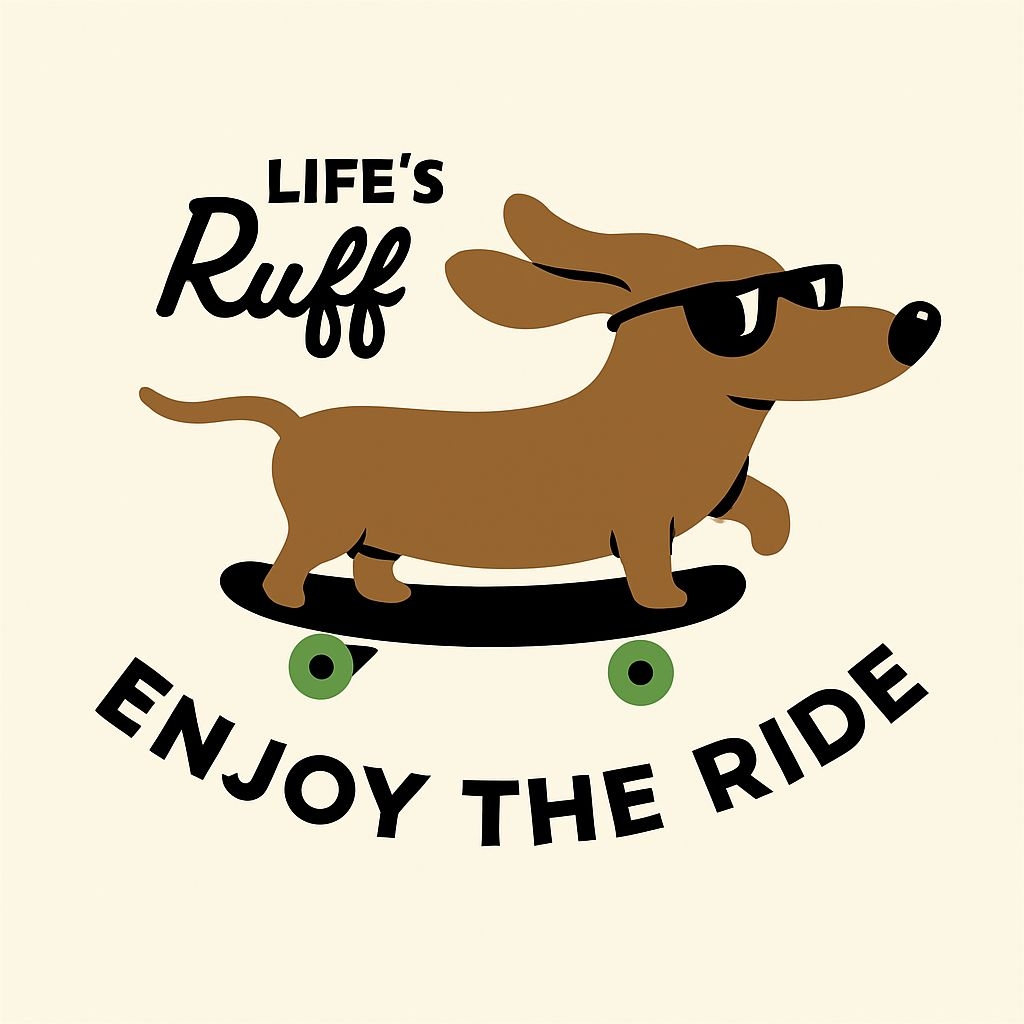 Cheerful Dachshund on Skateboard Life's Ruff T-Shirt