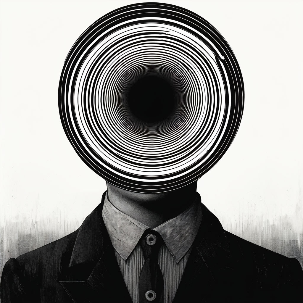 Surreal Black and White Circular Pattern Album Cover Design