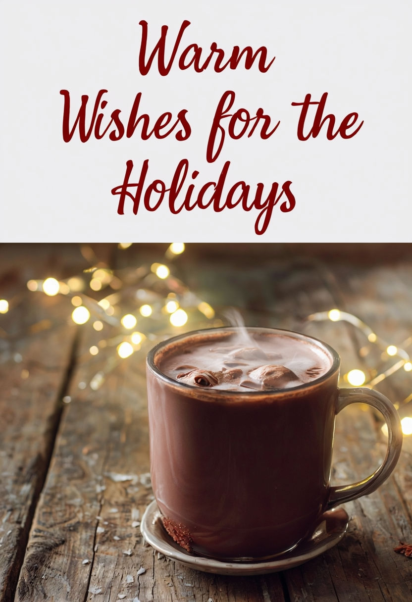 Cozy Winter Hot Cocoa Scene with Warm Wishes Social Media Post