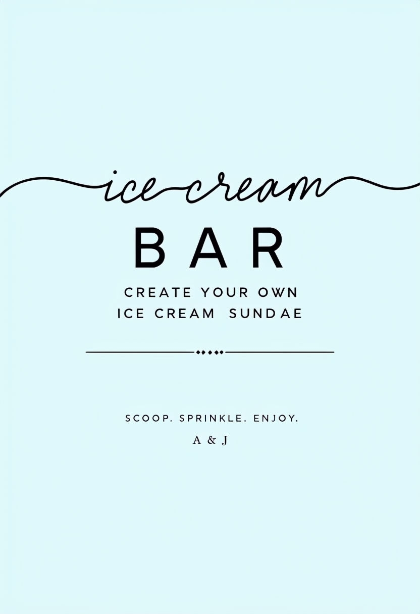 Minimalist Ice Cream Bar Promotional Sign Design Event Sign