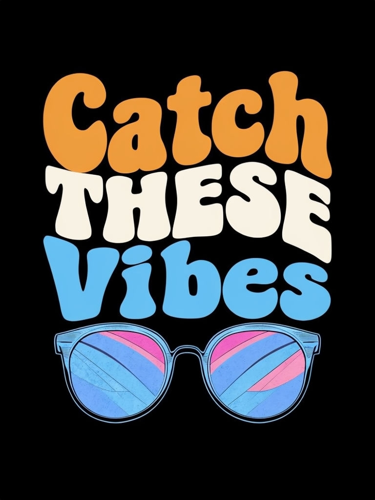 Catch These Vibes Retro Typography T-Shirt Design