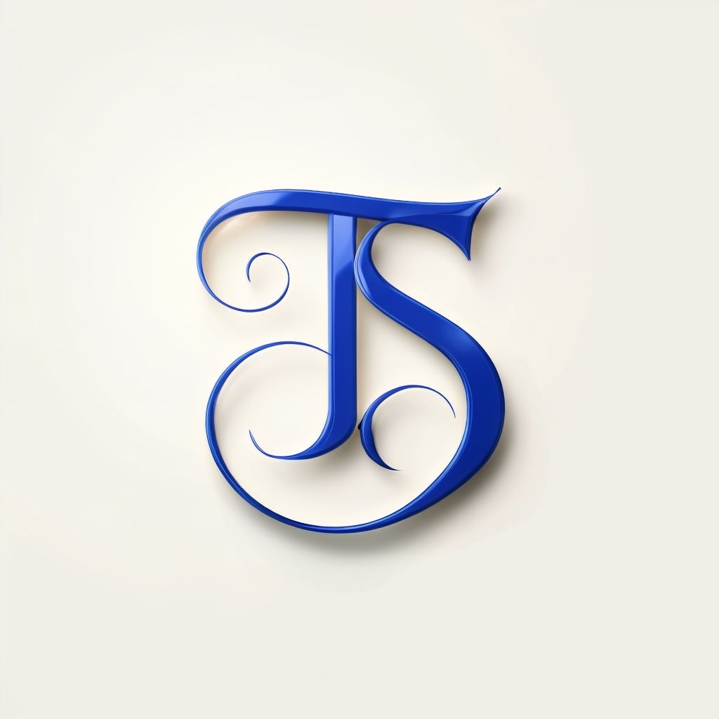 Elegant Royal Blue TS Monogram Design Art