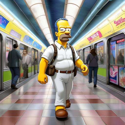Homer Simpson walking down a subway by Nicholas Kinney Playground