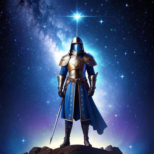 Medieval squire standing proudly amidst a swirling nebula of... by ...