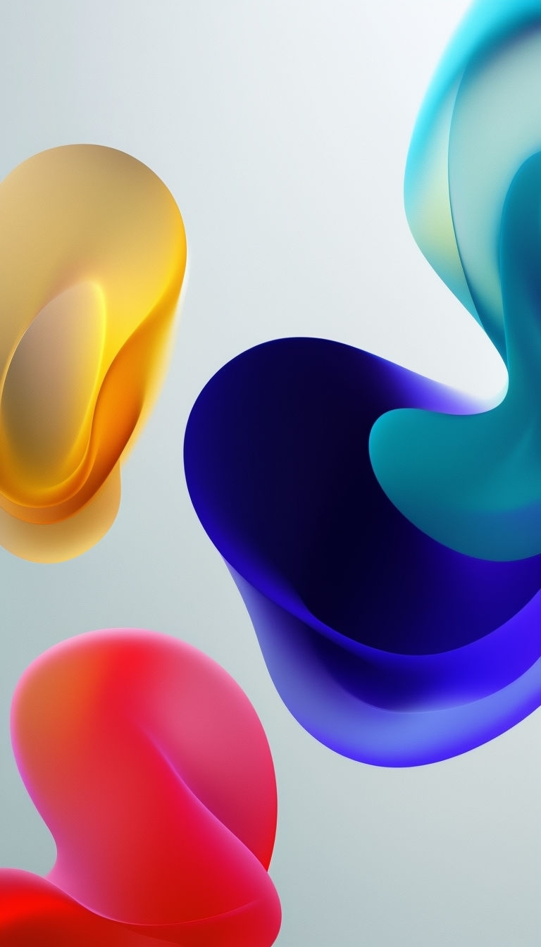 Vibrant Abstract Shapes Against Gray Background Mobile Wallpaper