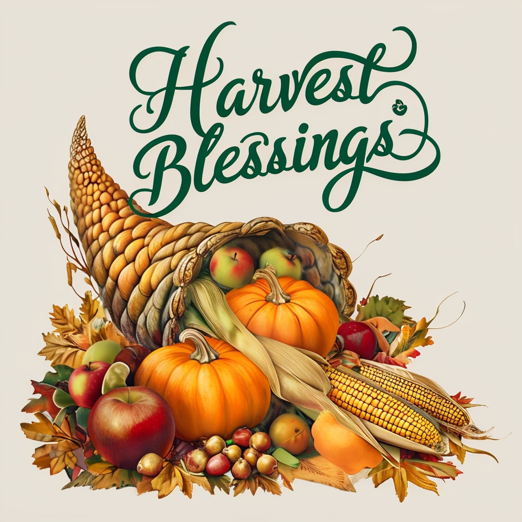 Harvest Blessings Cornucopia Thanksgiving T-Shirt