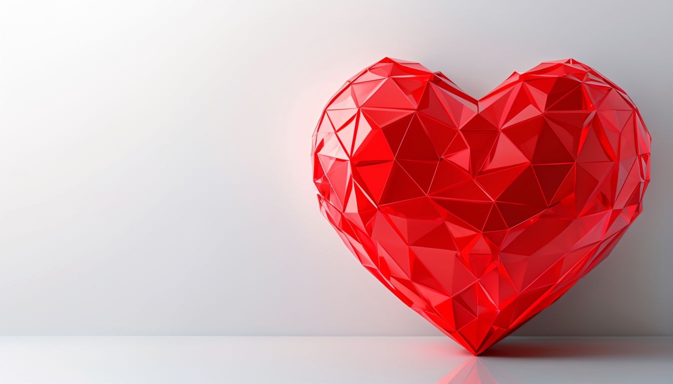 Vivid Red Low-Poly Heart with Gradient Background Virtual Backgrounds