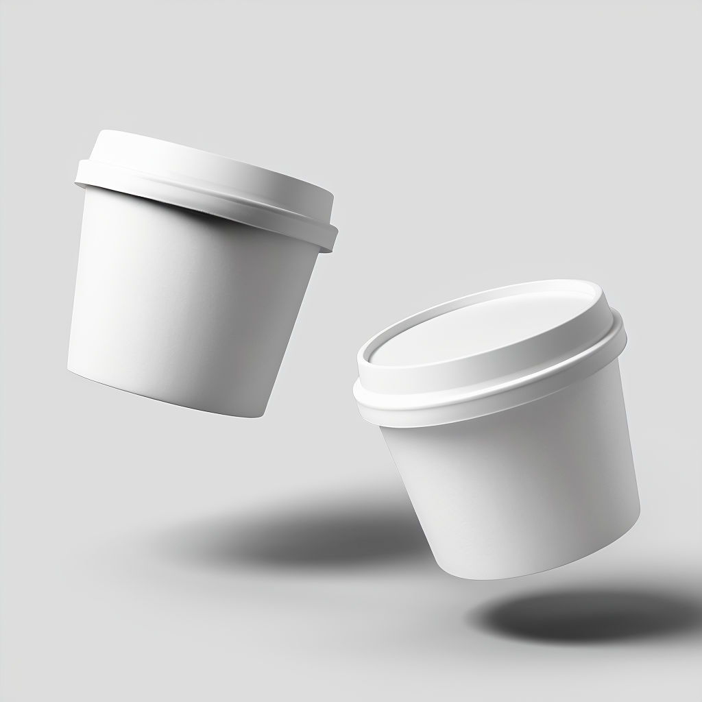 Minimalist Floating White Ice Cream Containers Art