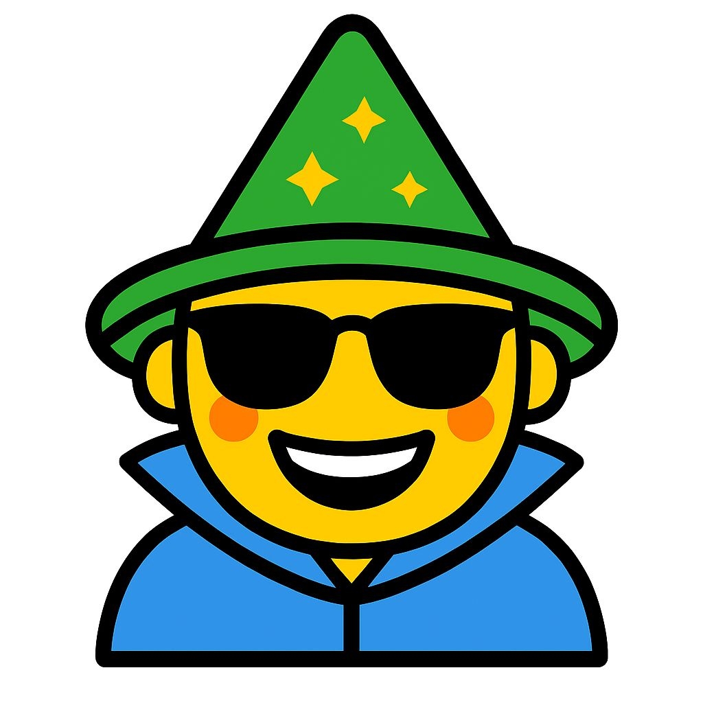 Cheerful Wizard Emoji Face Cartoon Illustration Sticker