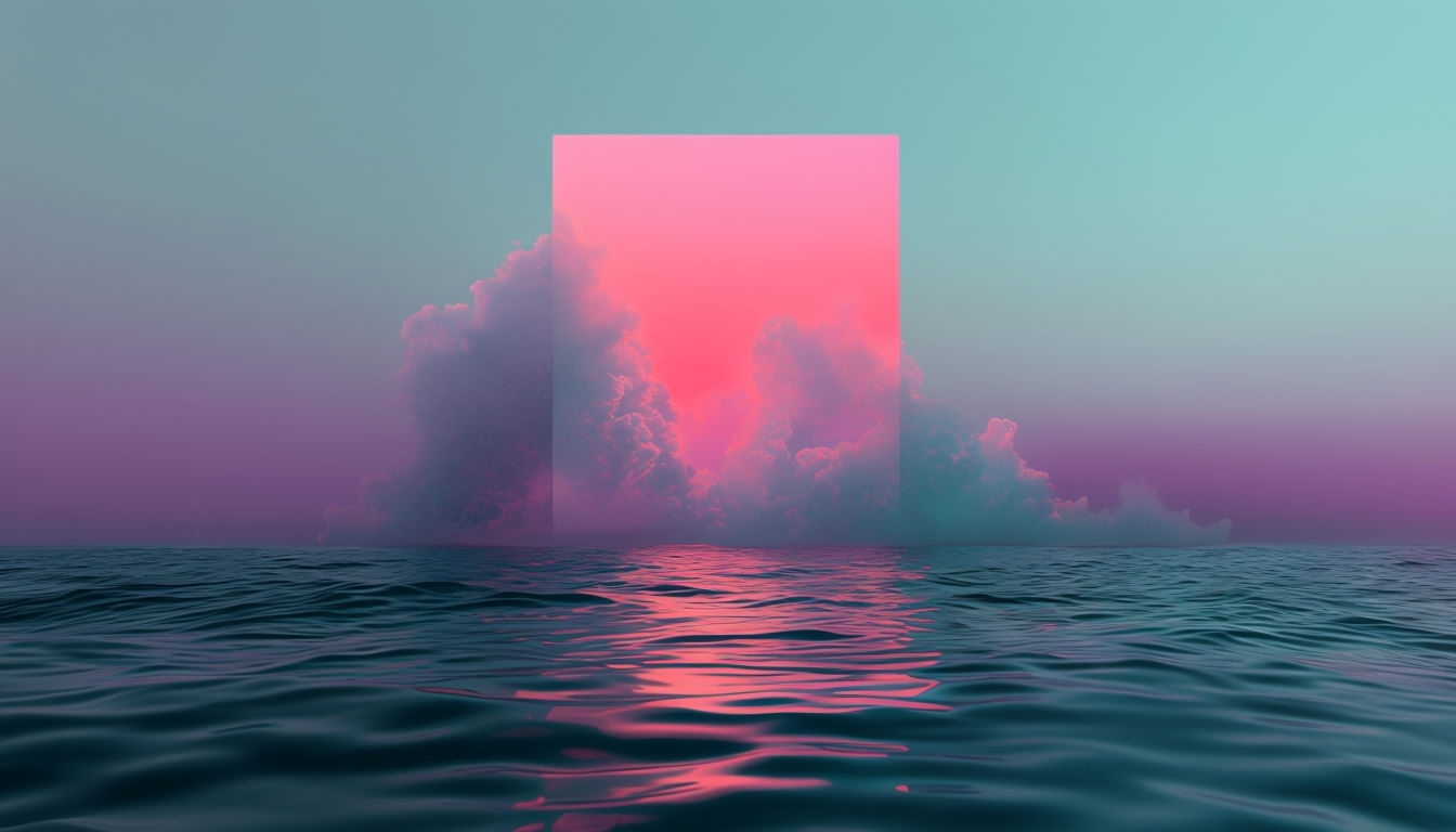 Dreamlike Abstract Seascape with Central Rectangle Virtual Background