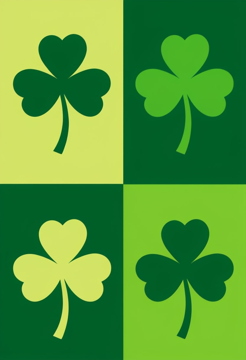 Vibrant Shamrocks on Checkerboard Pattern Mobile Wallpaper