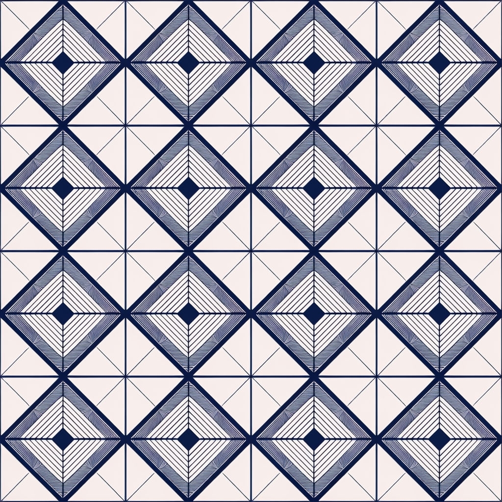 Navy Blue Geometric Diamond Pattern