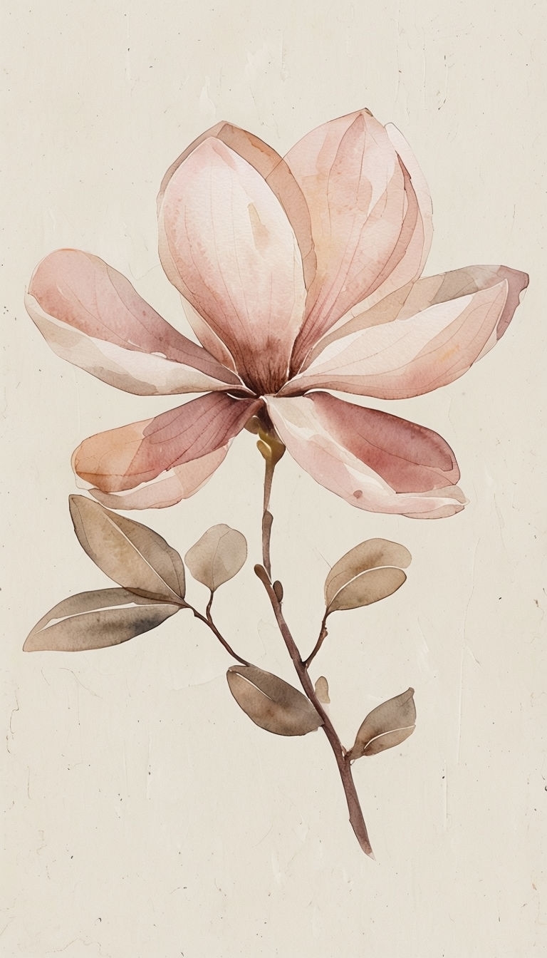 Delicate Watercolor Magnolia Flower Illustration Phone Case Cover
