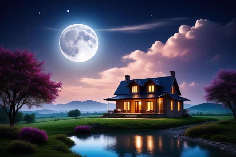 Full moon night house photo by Huy Quang - Playground