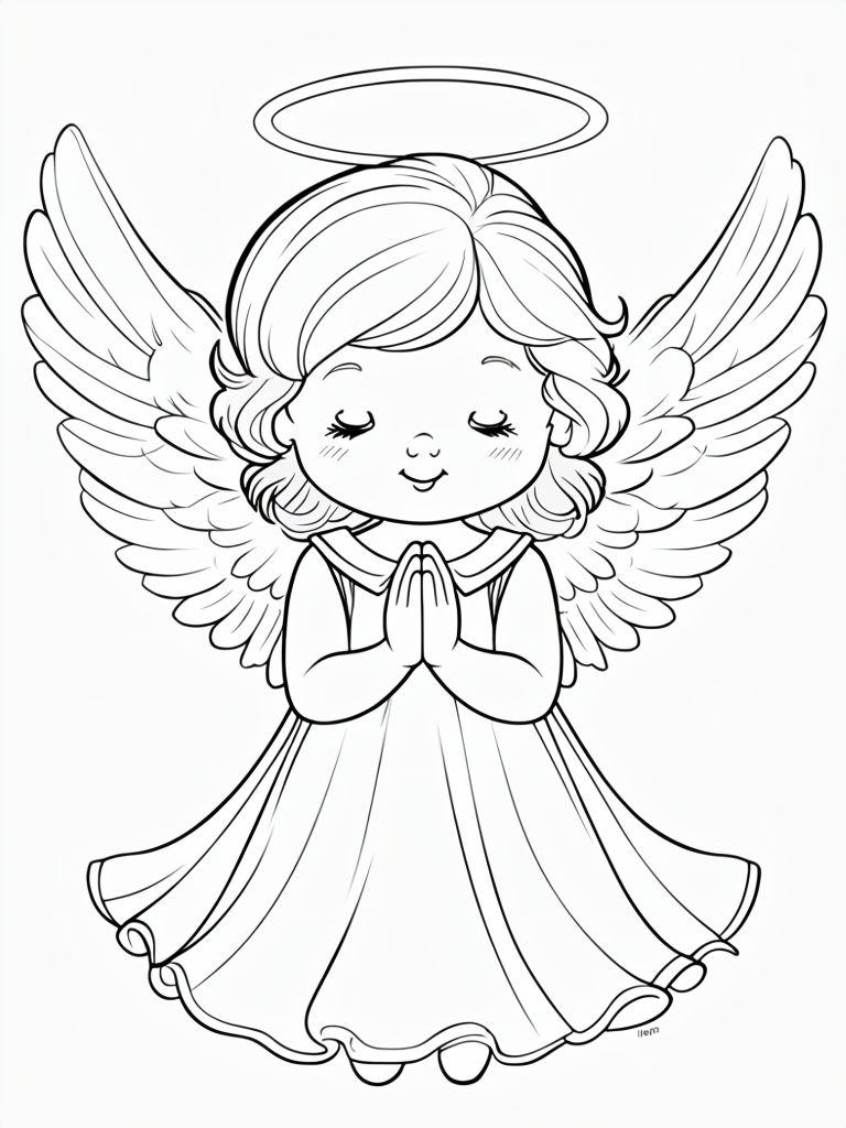 Charming Cartoon Angel Character Coloring Page for All Ages