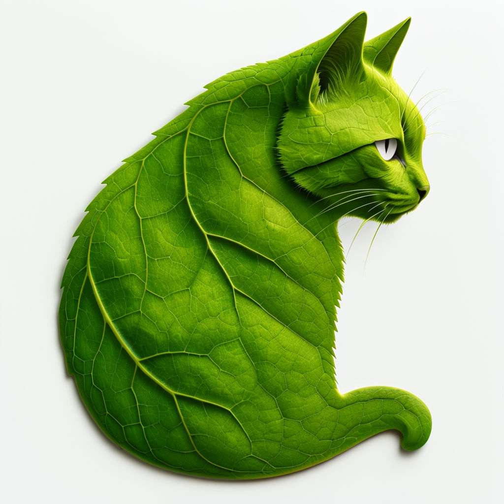 Vibrant Cat-Shaped Leaf Digital Artwork Poster