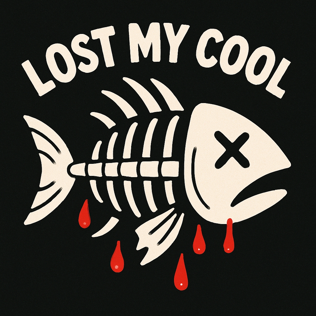 Minimalist Fish Skeleton with Lost My Cool Typography T-shirt