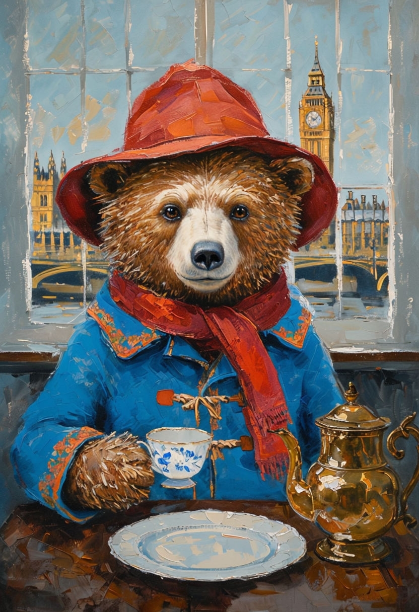 Charming Paddington Bear Tea Time Painting Art