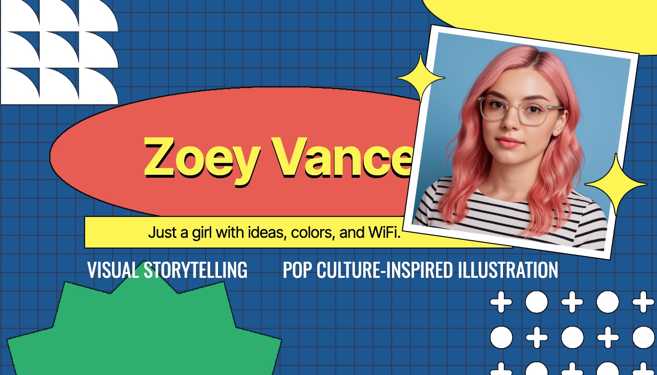 Vibrant Zoey Vance Pop Art Promotional Graphic Banner