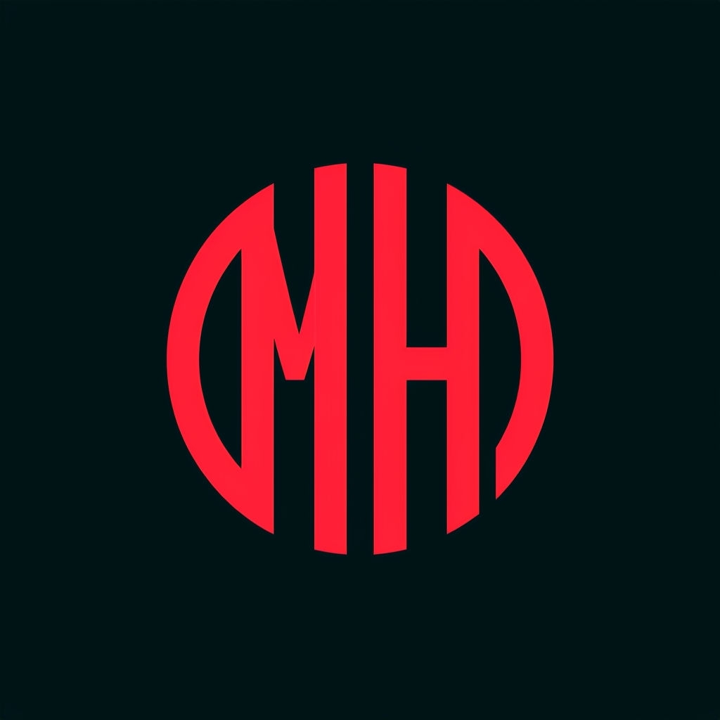 Modern Minimalist Red MH Monogram Logo Design Sticker