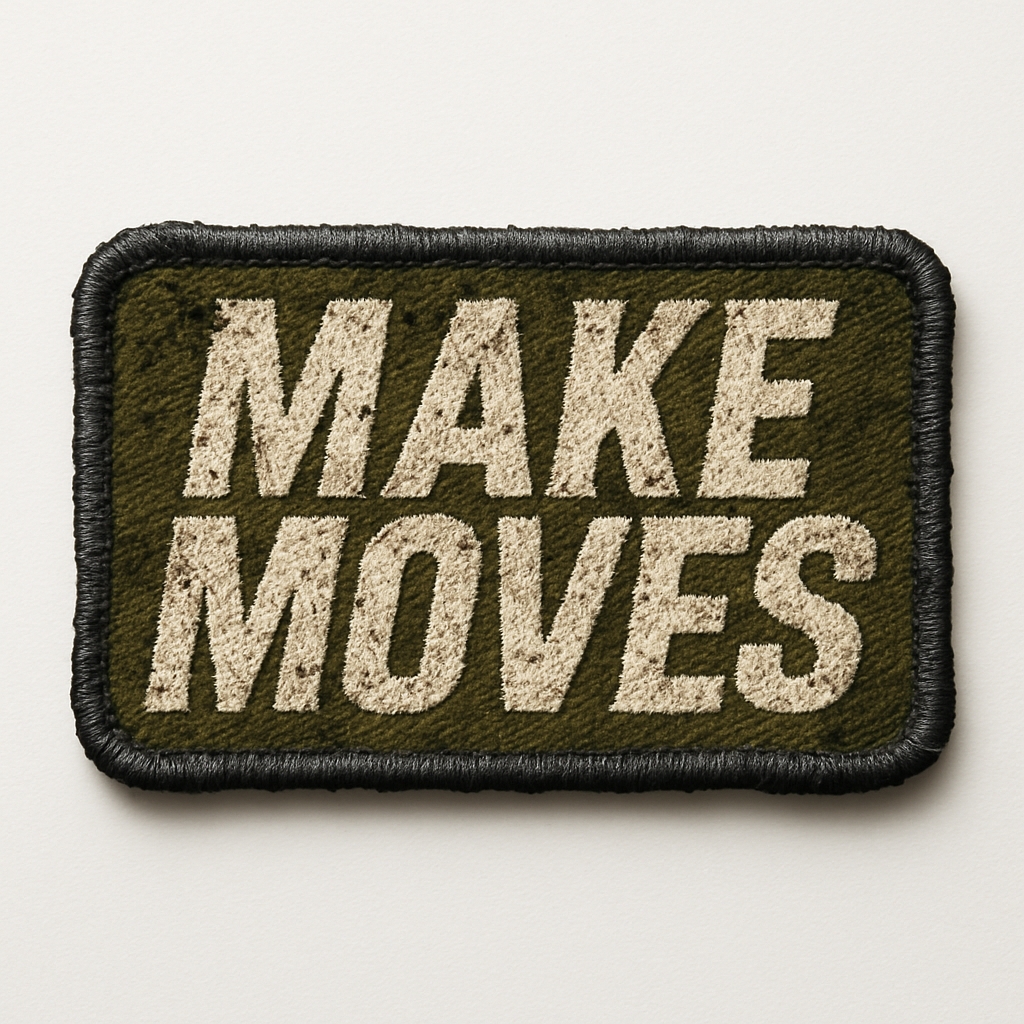 Olive Green 'Make Moves' Embroidered Patch for Hats