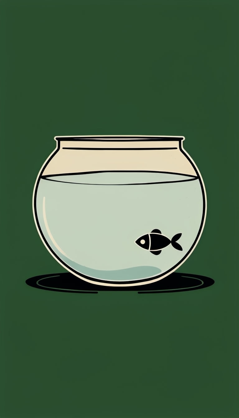 Minimalist Fishbowl Illustration on Green Background Phone Case Cover